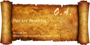 Ogrin Anetta névjegykártya